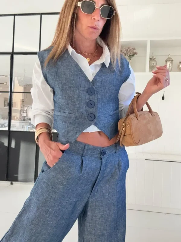 Chaleco lino 100% denim