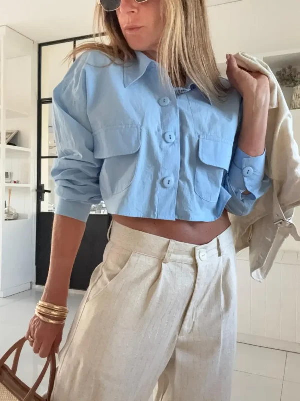 Camisa  Molly  crema del cielo cotton - Image 16