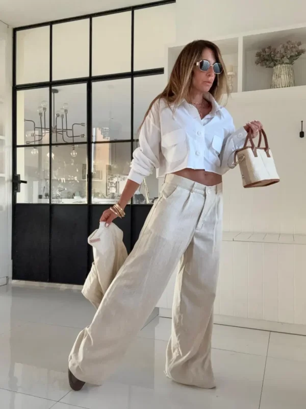 Pantalon Ritta lino dubai rayado plata - Image 11