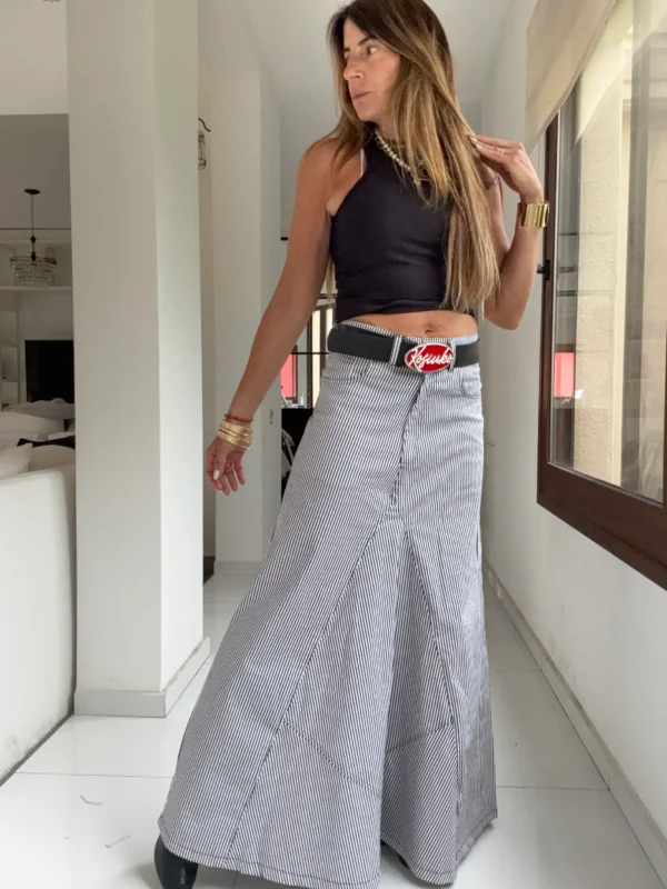 Falda crush gabardina rayada