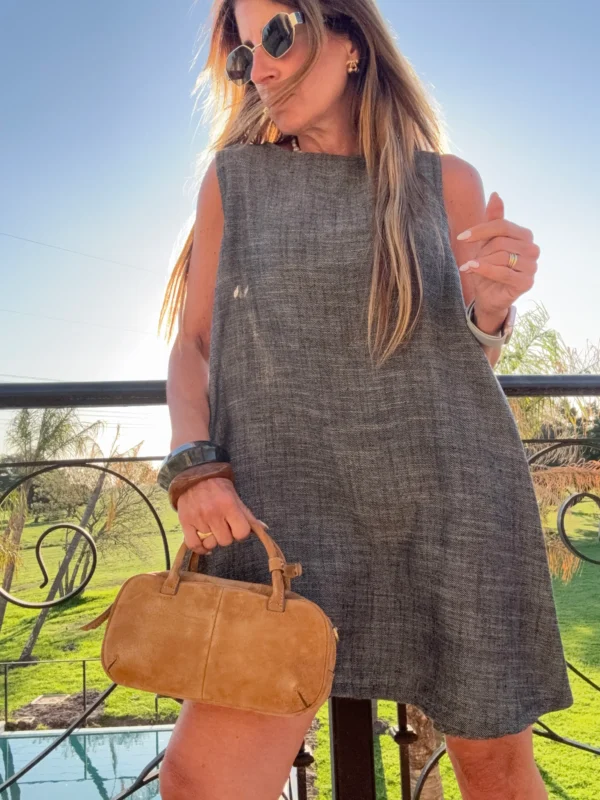 Vestido lino y denim negro - Image 3