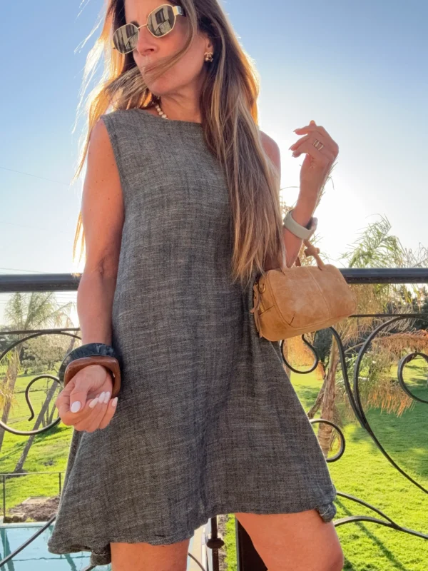 Vestido lino y denim negro - Image 4