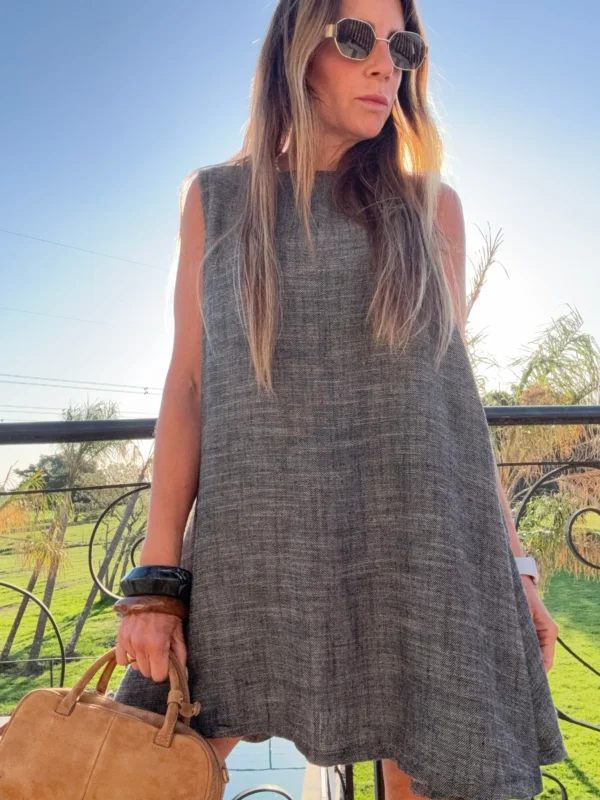 Vestido lino y denim negro - Image 6