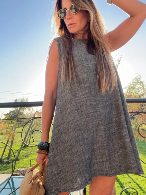Vestido lino y denim negro - Image 7
