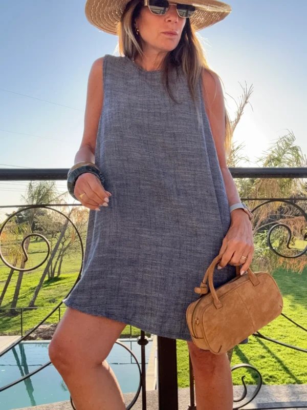Vestido lino y denim negro - Image 9