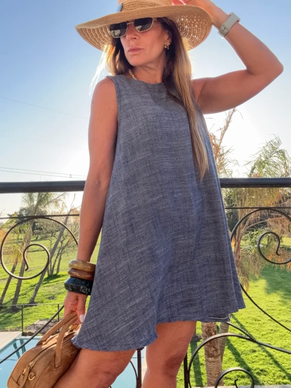 Vestido lino y denim oscuro - Image 2