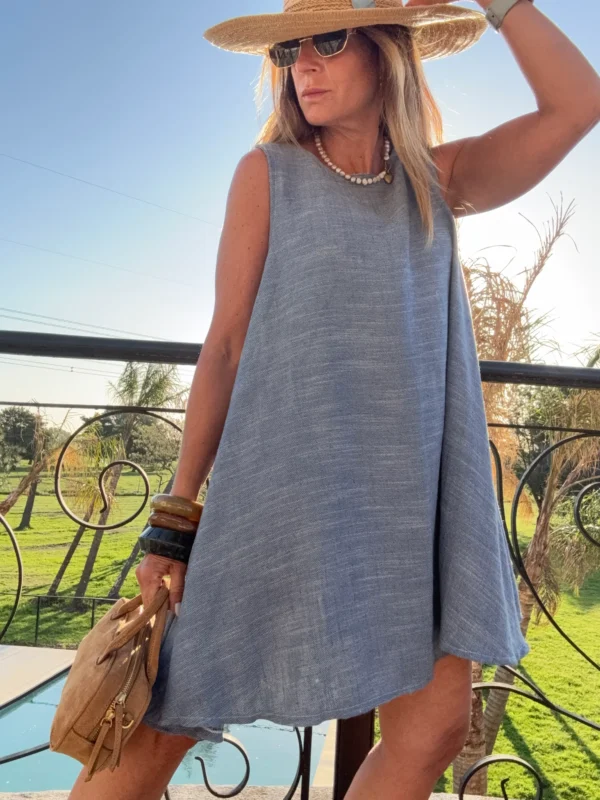 Vestido lino y denim claro - Image 3