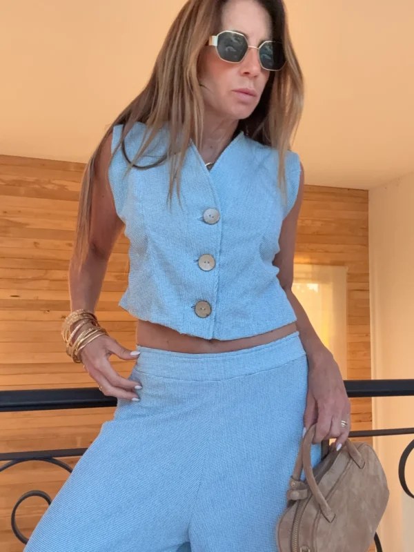 Blusa baloon celeste bambula - Image 9