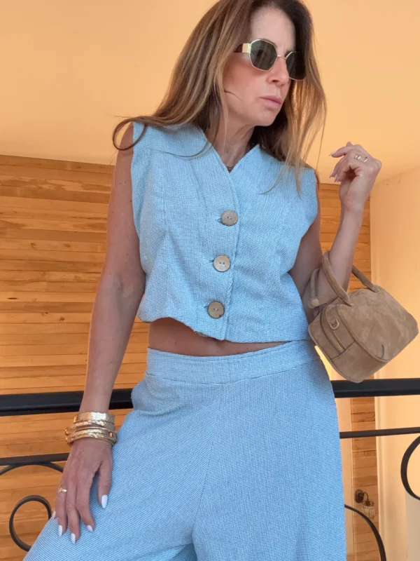 Blusa baloon celeste bambula - Image 11