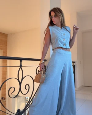 Pantalón soho celeste bambula