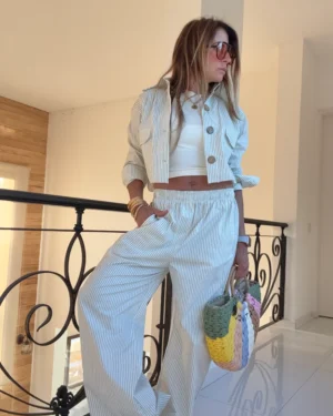 Camisa  Molly taylor rayado finito verde