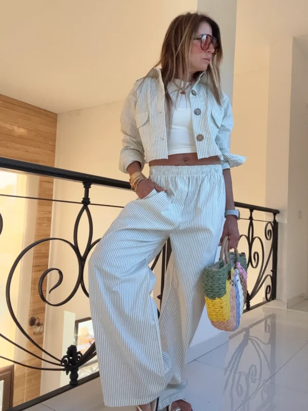 Pantalon pijamero taylor rayado finito verde - Image 9