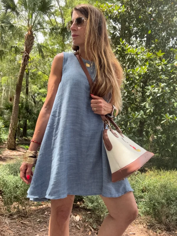 Vestido lino y denim claro - Image 10