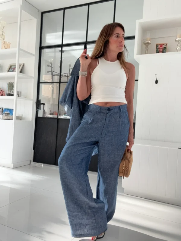 Pantalon Ritta lino 100% denim blue - Image 10