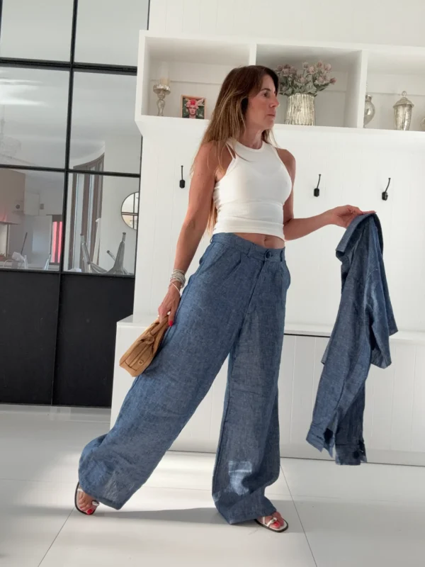 Pantalon Ritta lino 100% denim blue - Image 12