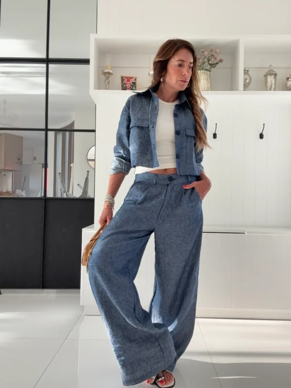 Pantalon Ritta lino 100% denim blue - Image 16
