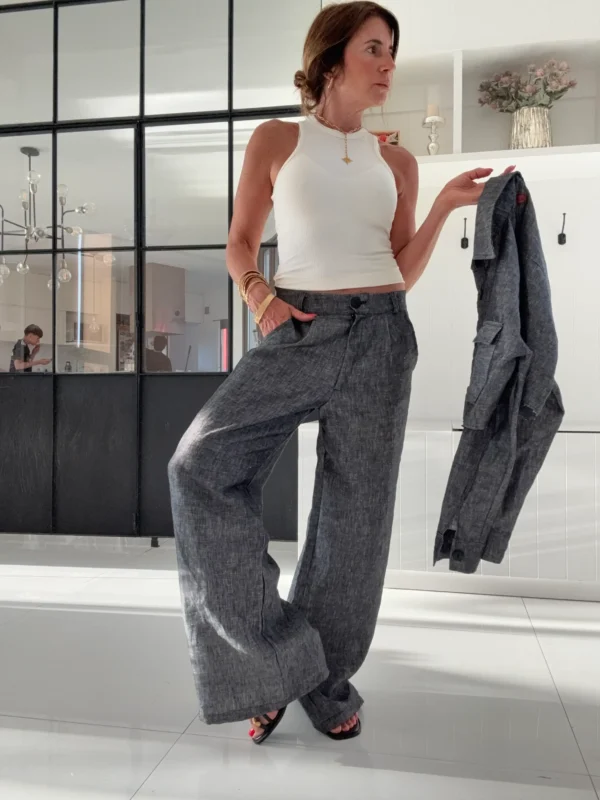 Pantalon Ritta lino 100% denim black - Image 2