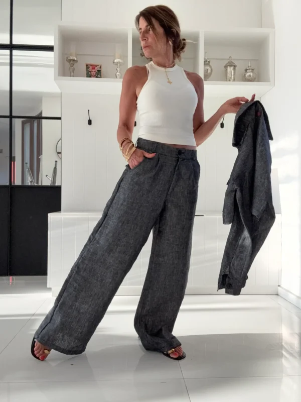 Pantalon Ritta lino 100% denim black - Image 3
