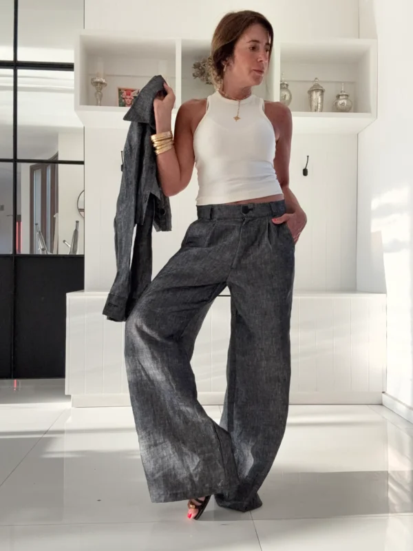 Pantalon Ritta lino 100% denim black - Image 4