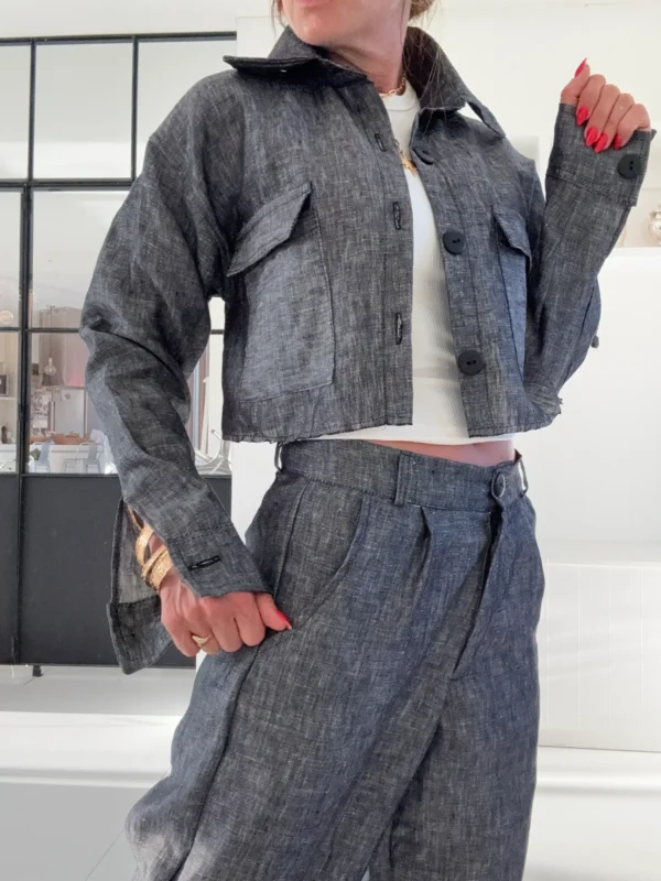 Pantalon Ritta lino 100% denim black - Image 5