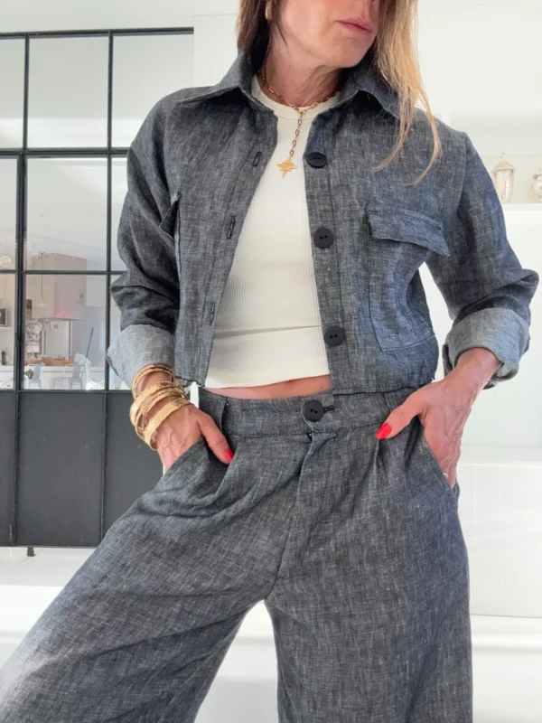 Pantalon Ritta lino 100% denim black - Image 6