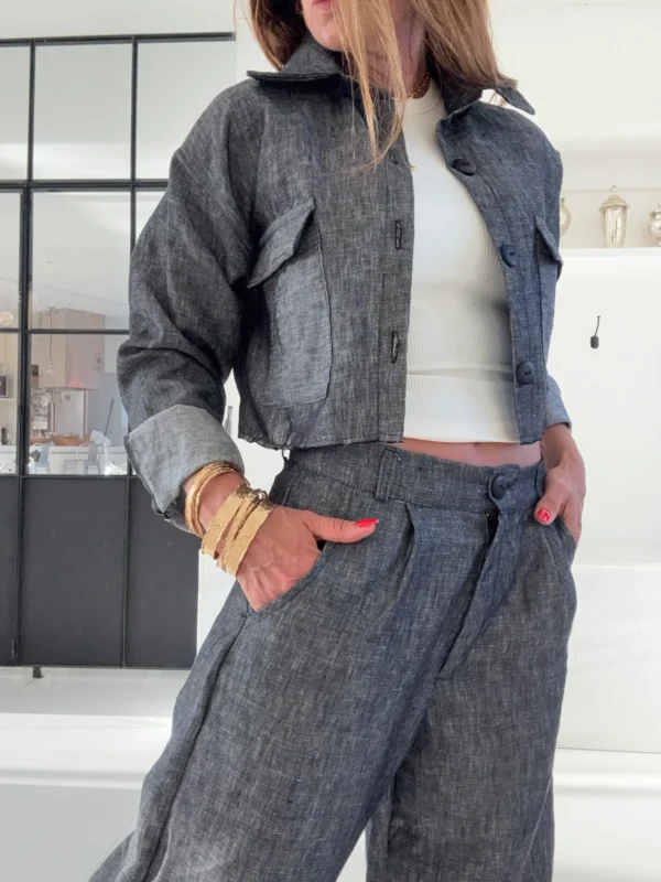 Pantalon Ritta lino 100% denim black - Image 7