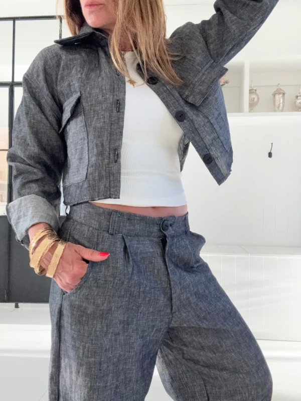 Pantalon Ritta lino 100% denim black - Image 8