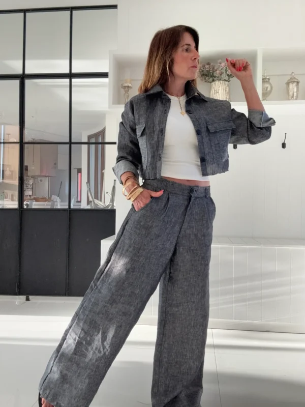 Pantalon Ritta lino 100% denim black - Image 9