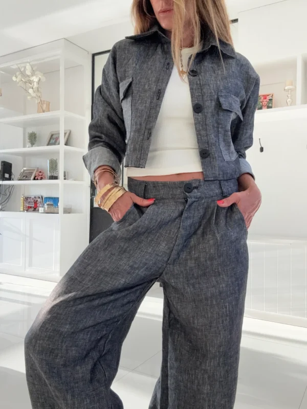 Pantalon Ritta lino 100% denim black - Image 11