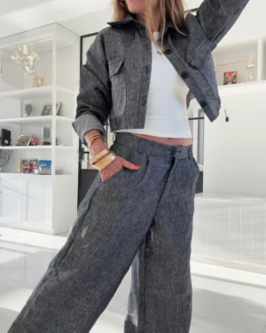 Pantalon Ritta lino 100% denim black