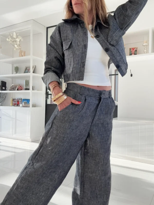 Pantalon Ritta lino 100% denim black