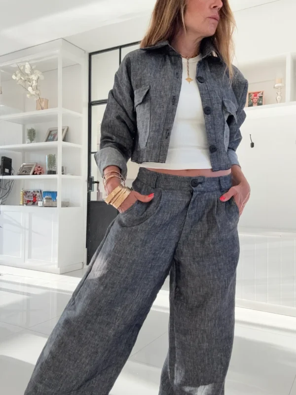 Pantalon Ritta lino 100% denim black - Image 13