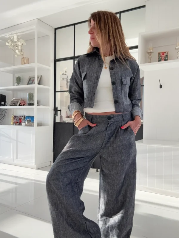 Pantalon Ritta lino 100% denim black - Image 14