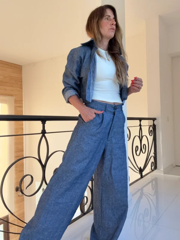 Pantalon Ritta lino 100% denim blue - Image 23