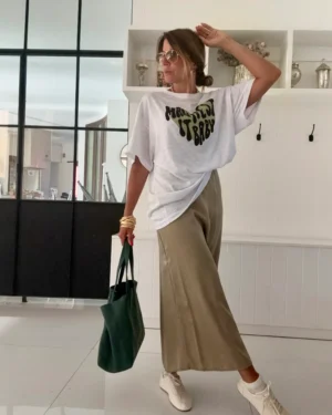 Falda lencera sedita liviana musgo