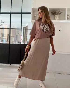 Falda lencera sedita champagne liviana