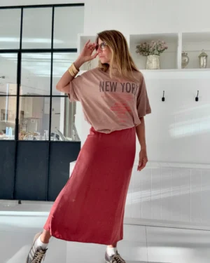 Falda lencera sedita liviana ladrillo