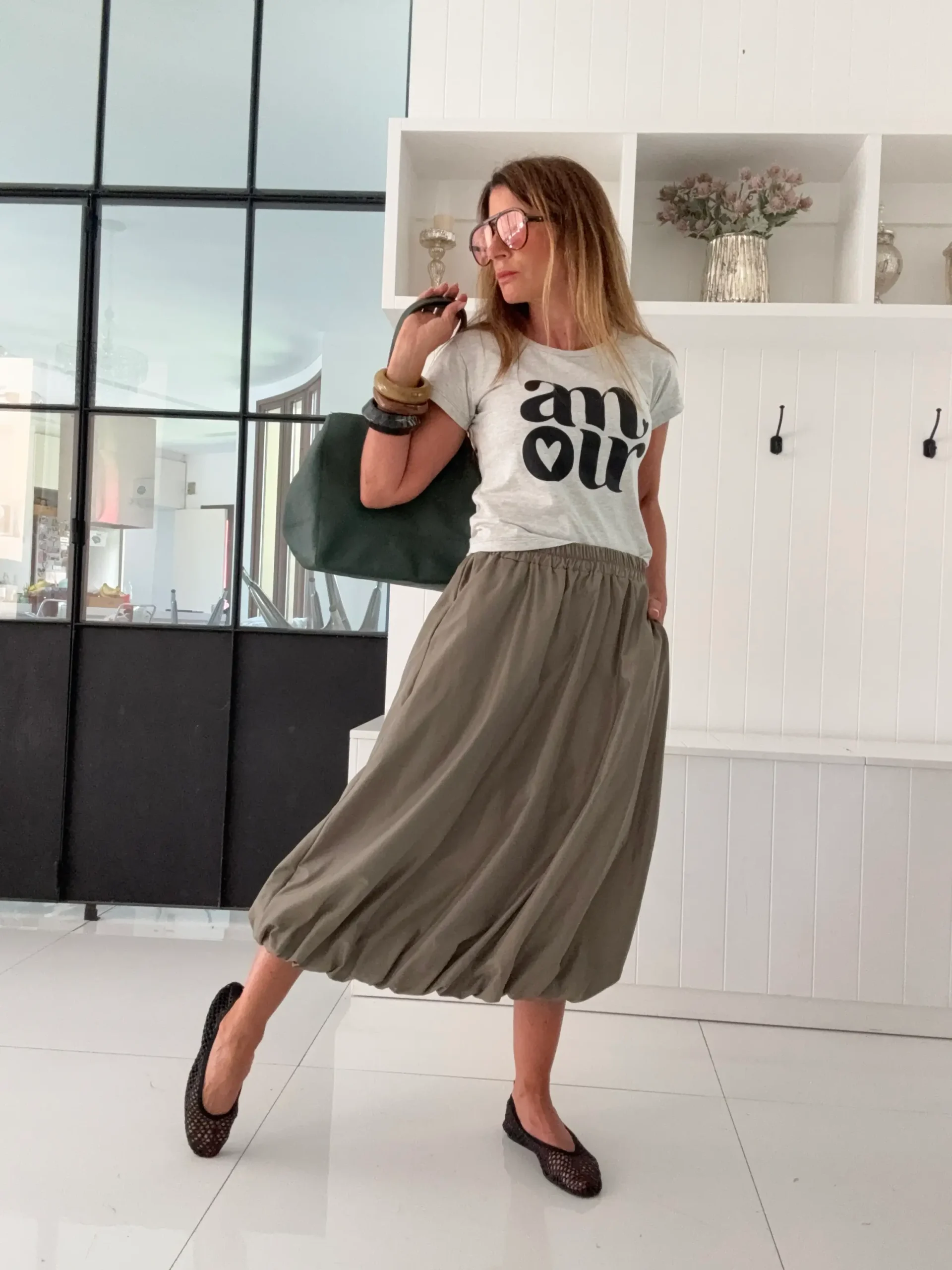 Falda globo midi army - Image 7