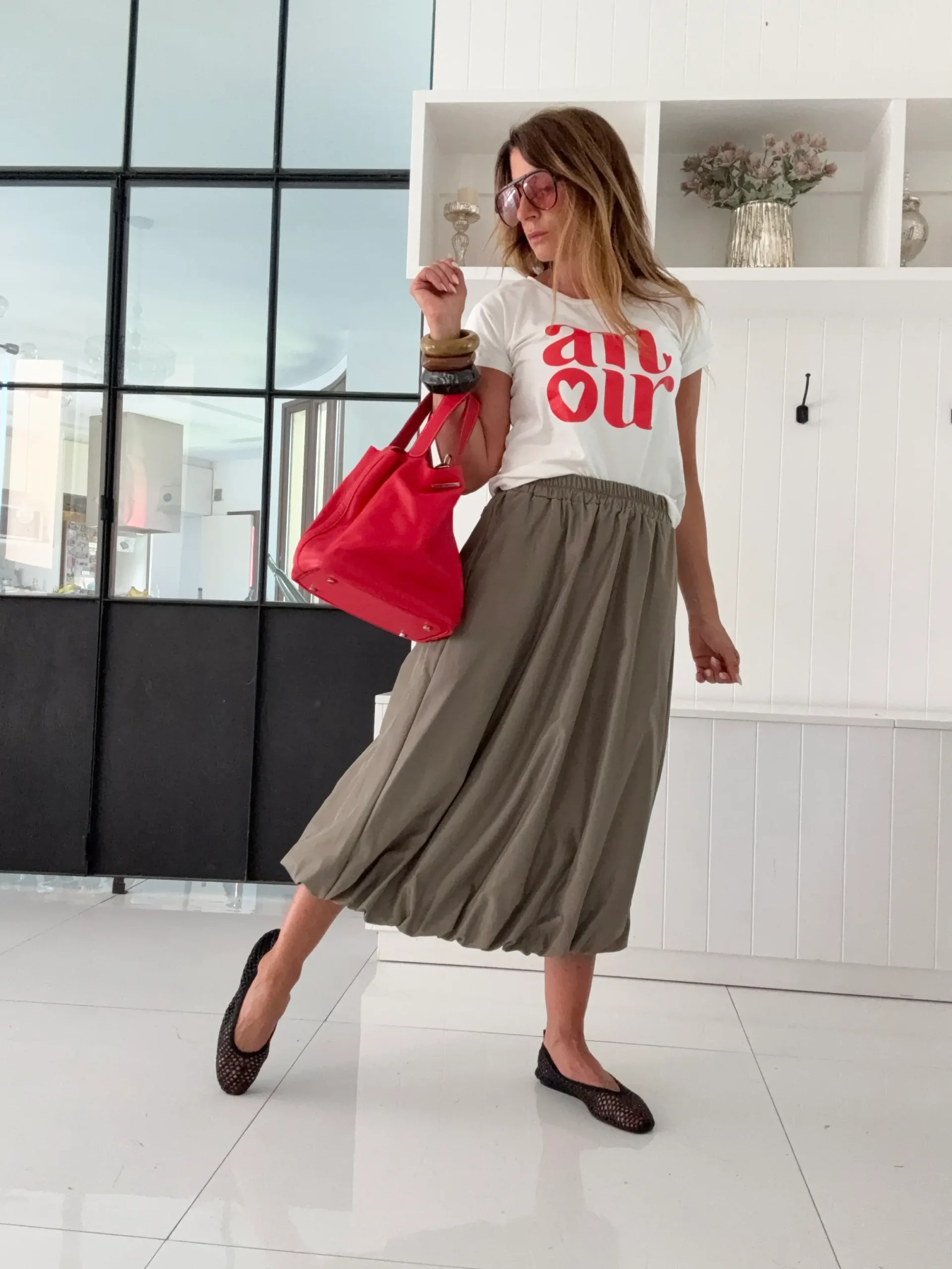 Falda globo midi army - Image 11