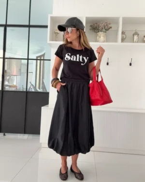 Falda globo midi negra