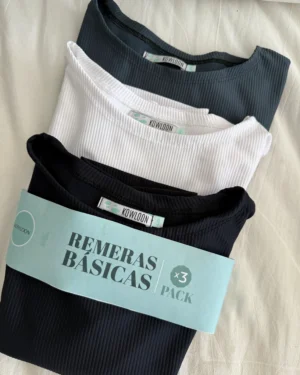 Pack remera mora micromorley matte blanco negro acero