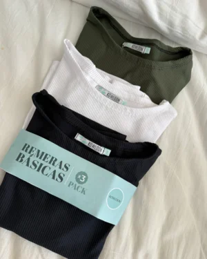 Pack remera mora micromorley matte blanco negro verde