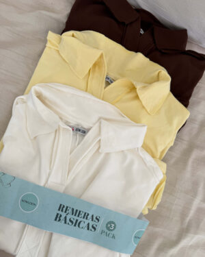 Pack 3 Chombas chocolate/banana/off white