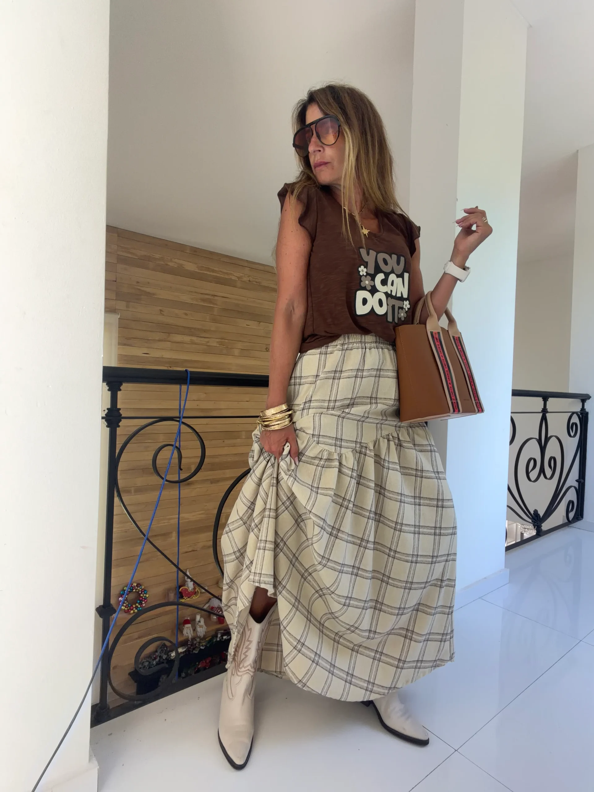 Falda Hanói cuadrille vainilla - Image 6