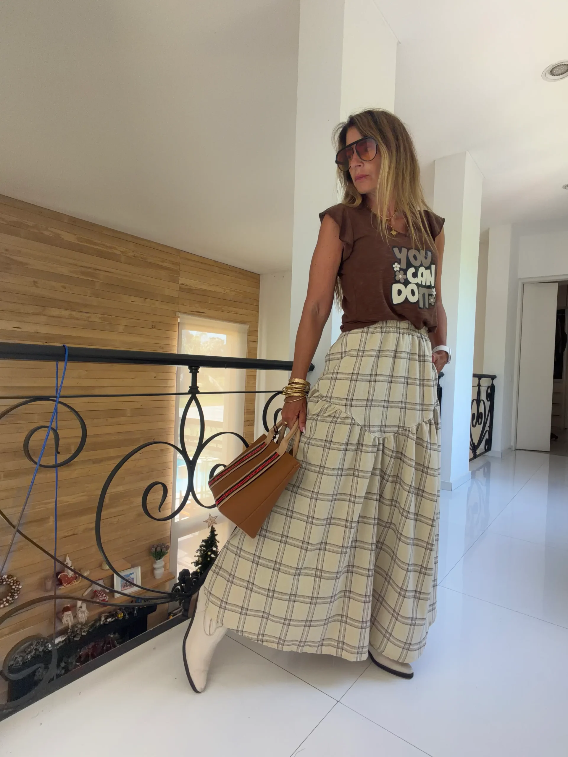 Falda Hanói cuadrille vainilla - Image 9