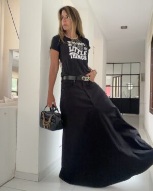 Falda crush arrugada negra