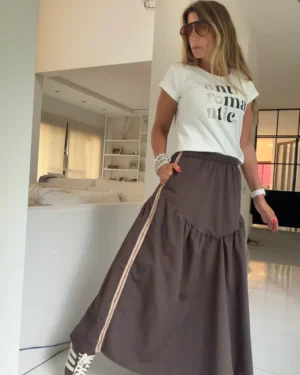 Falda  Hanói  vison con vivos camel