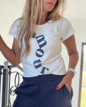 Remera smallest off w amour marino