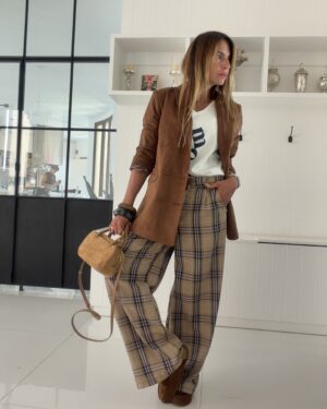 Pantalon sastrero ritta cuadrille miel y lavanda