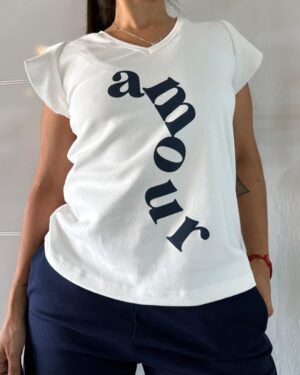 Musculosa ewa off white amour marino